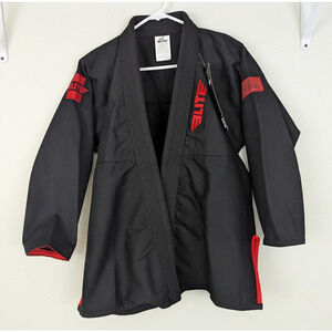 New Elite F1 Childs Gi no belt no pants black & red bjj mma boxing judo 3151